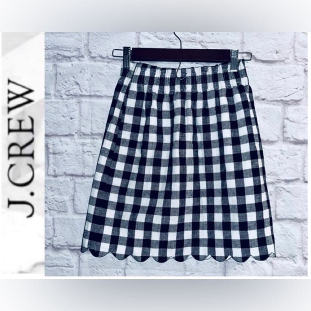 J Crew Checkered Scalloped Skirt